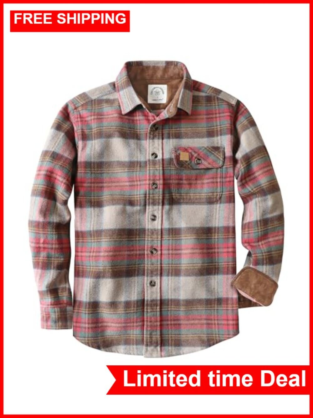 13 oz Ultra Heavyweight Flannel Shirt Men Button Down Plaid Long Sleeve